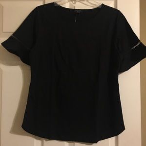 Ann Taylor Loft black ruffle shirt